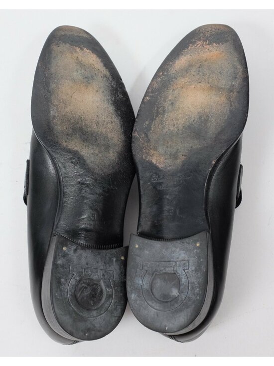 Salvatore Ferragamo 7.5 shoes loafer black leather GANCINI bit logo horse main image 7